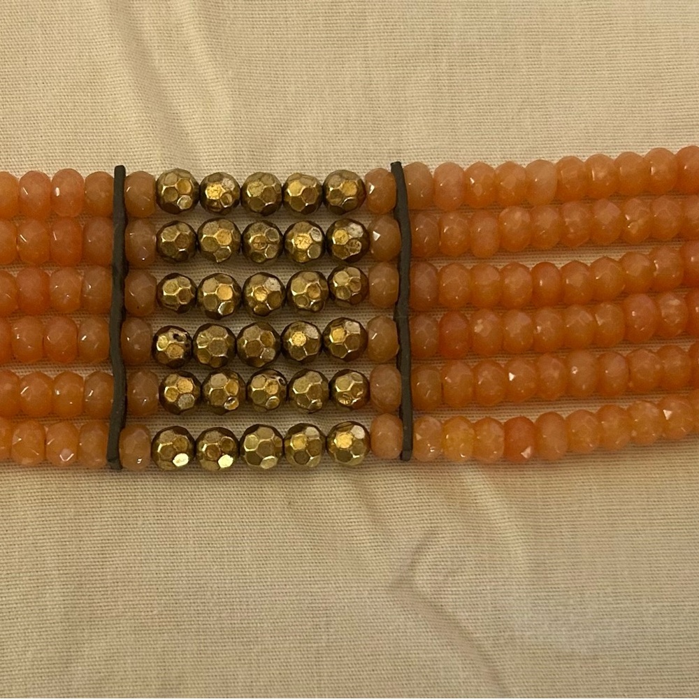 Lucky Brand Peach and Gold Multi-Row Beaded Bracelet - Picture 2 of 4